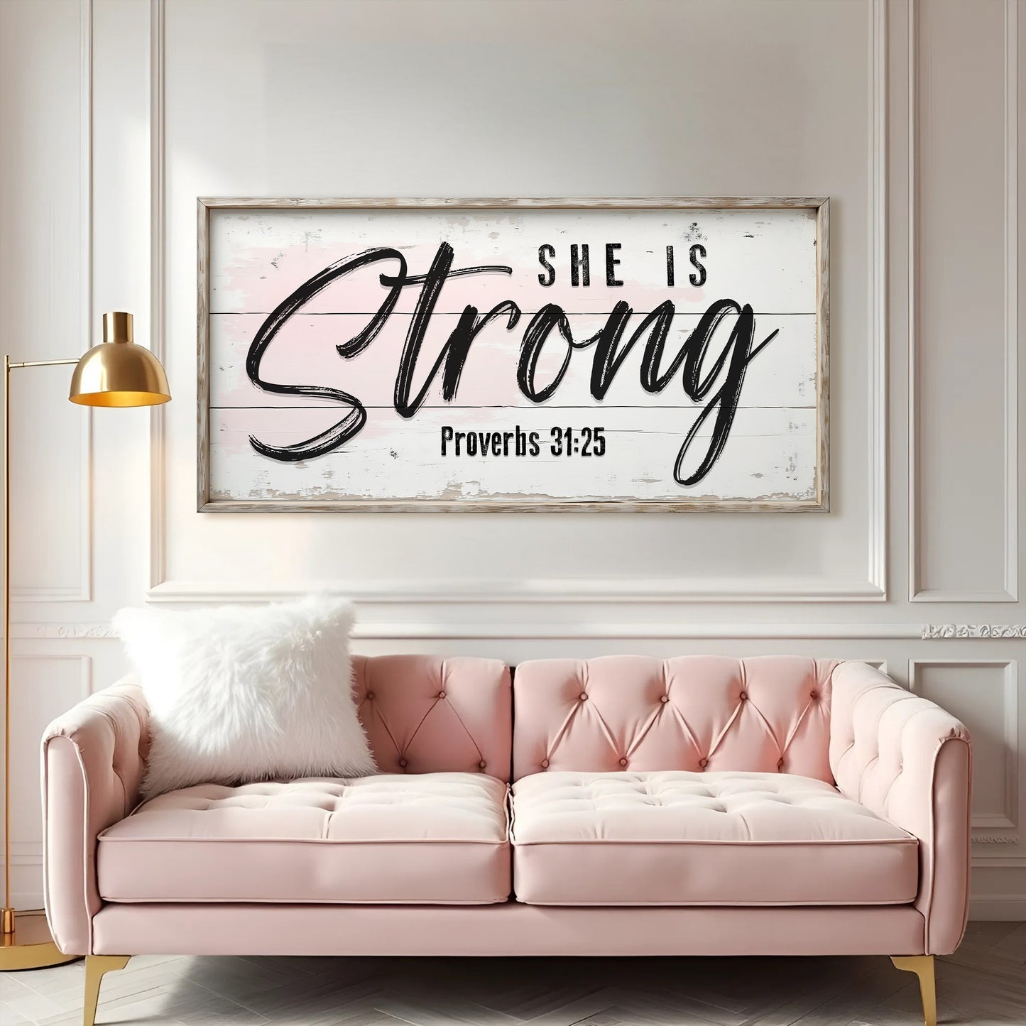 She Is Strong Psalms 34:8 Faith Sign