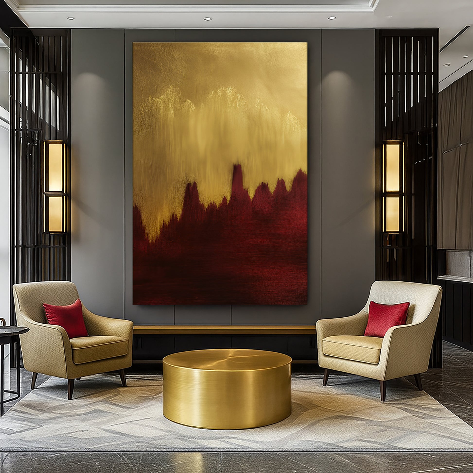 Red and Gold Ascent Wall Art II