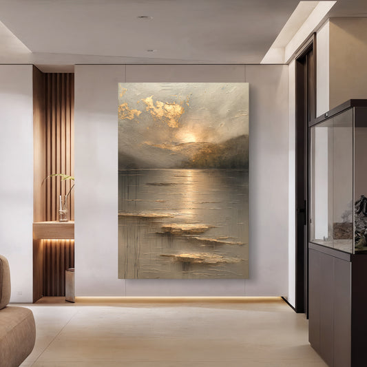 Golden Horizon Abstract Wall Art