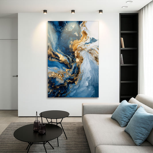 Geode Gold And Blue Marble Wall Art