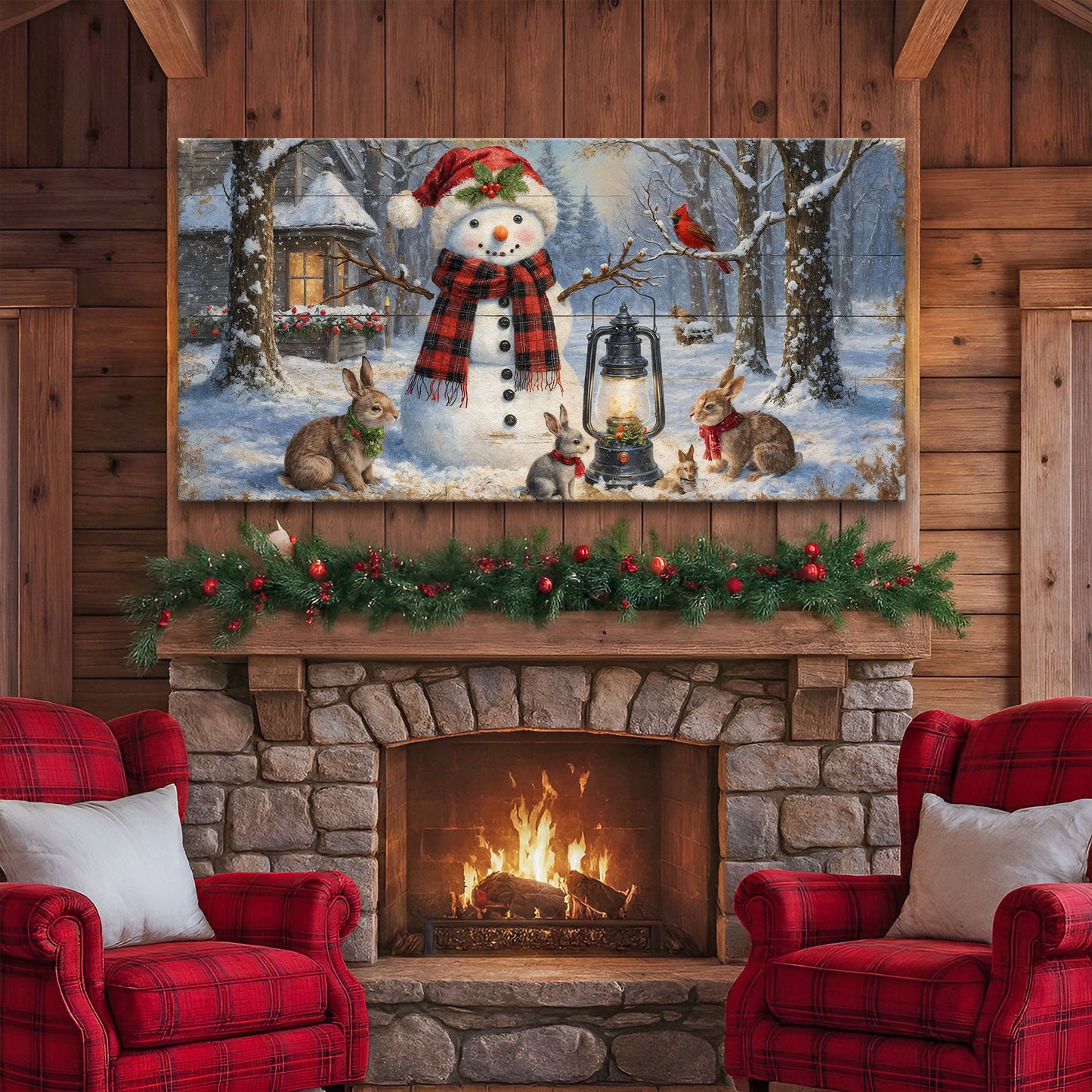 Vintage Snowman in the Snow Christmas Wall Art