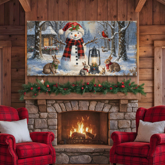 Vintage Snowman in the Snow Christmas Wall Art