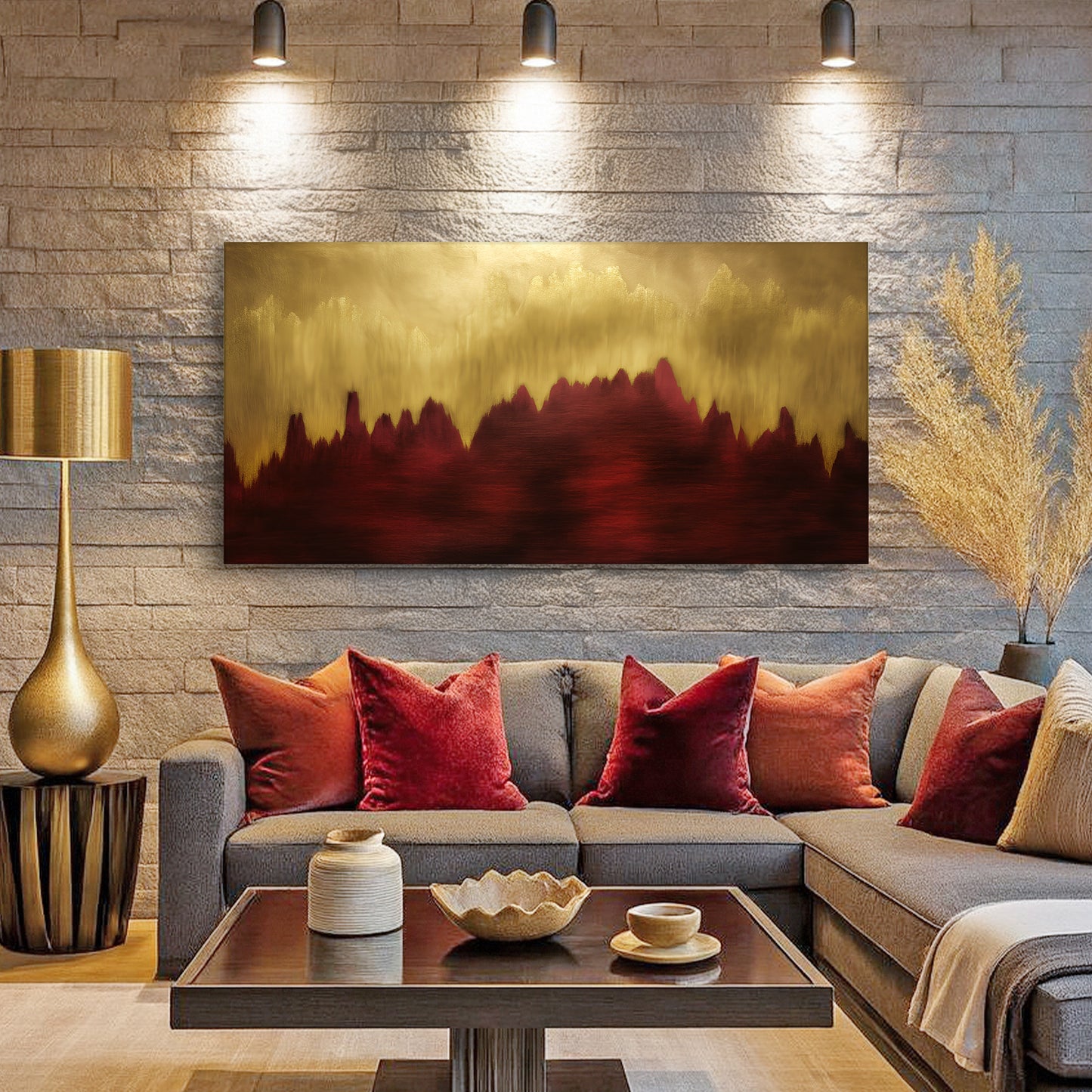 Red and Gold Ascent Wall Art