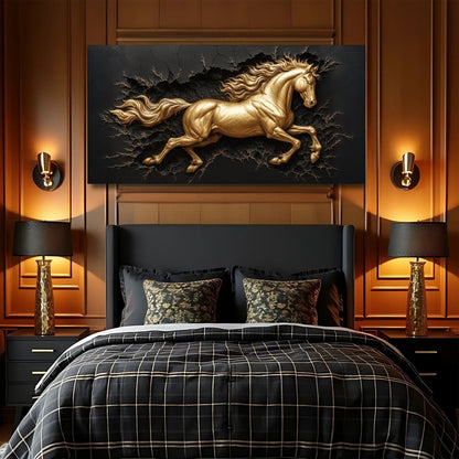 3D Celestial Gold Stallion Wall Art