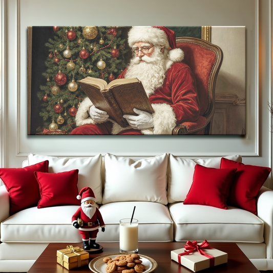 Vintage Santa Reading Wall Art