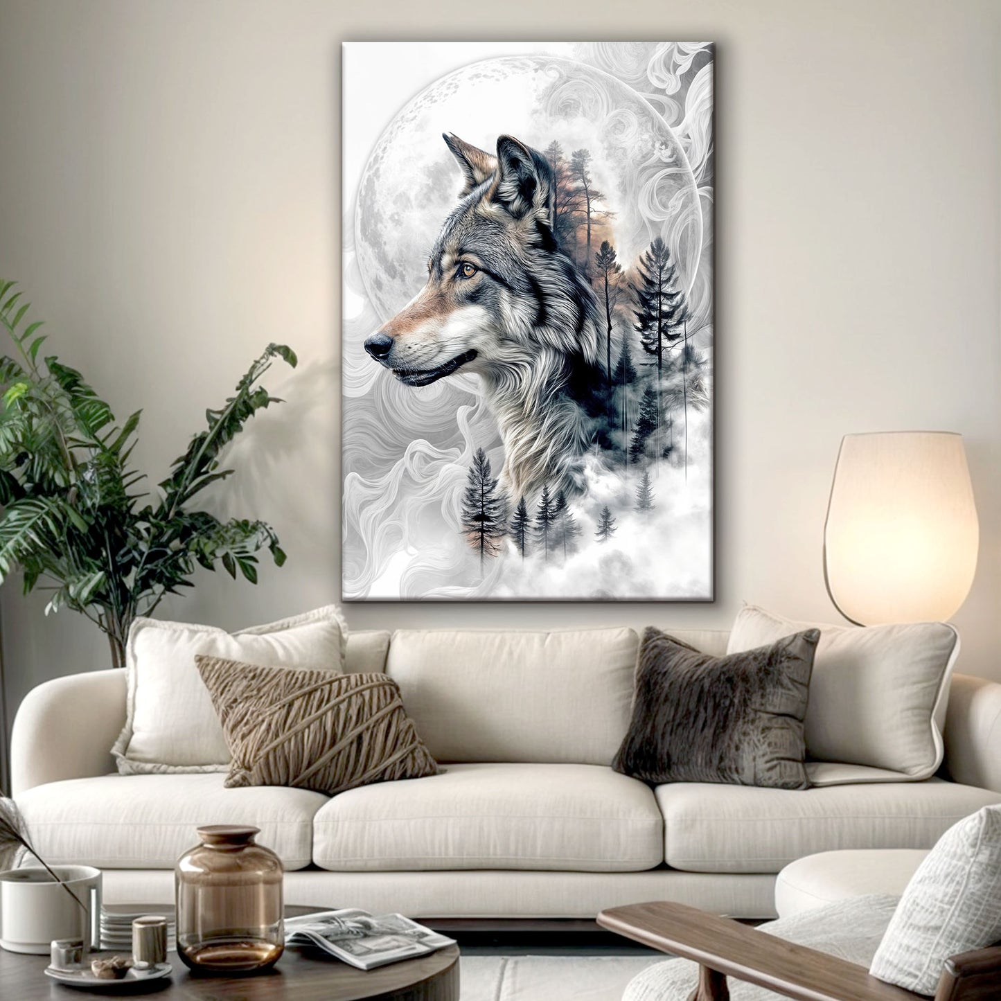 Wolf Double Exposure Wall Art