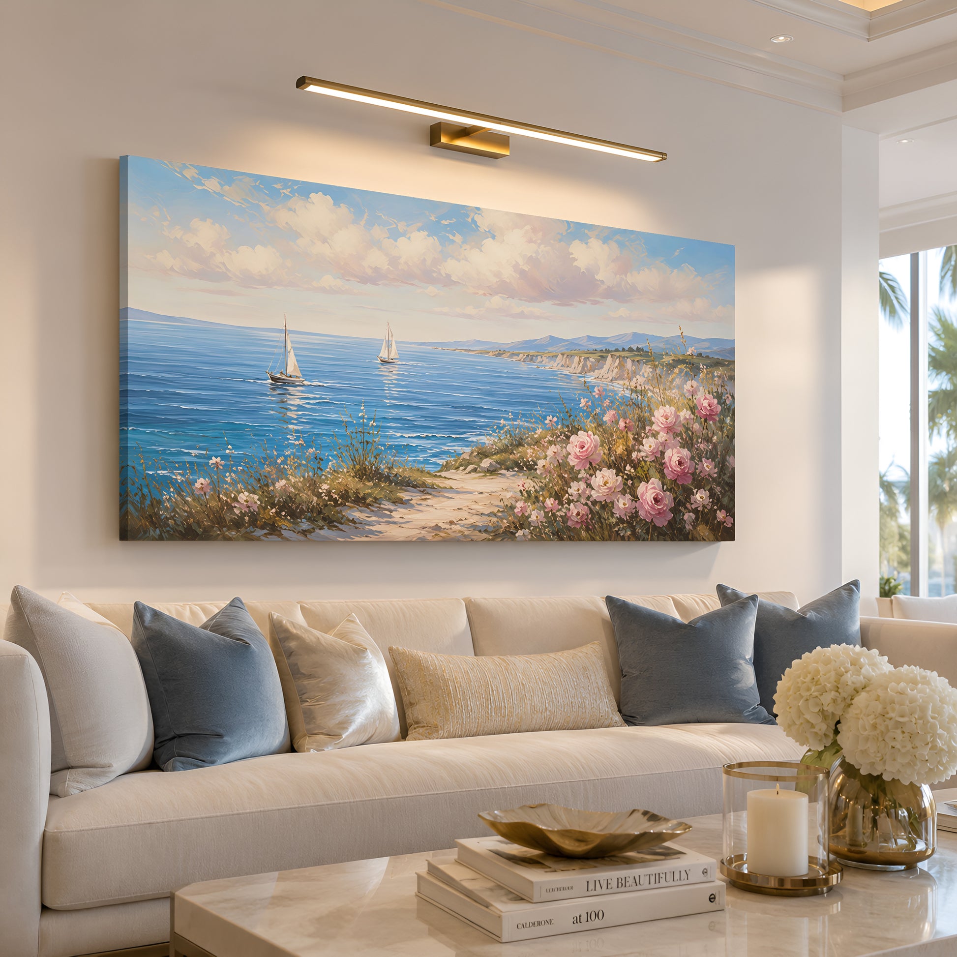 Blush Coast Sail Escape Wall Art