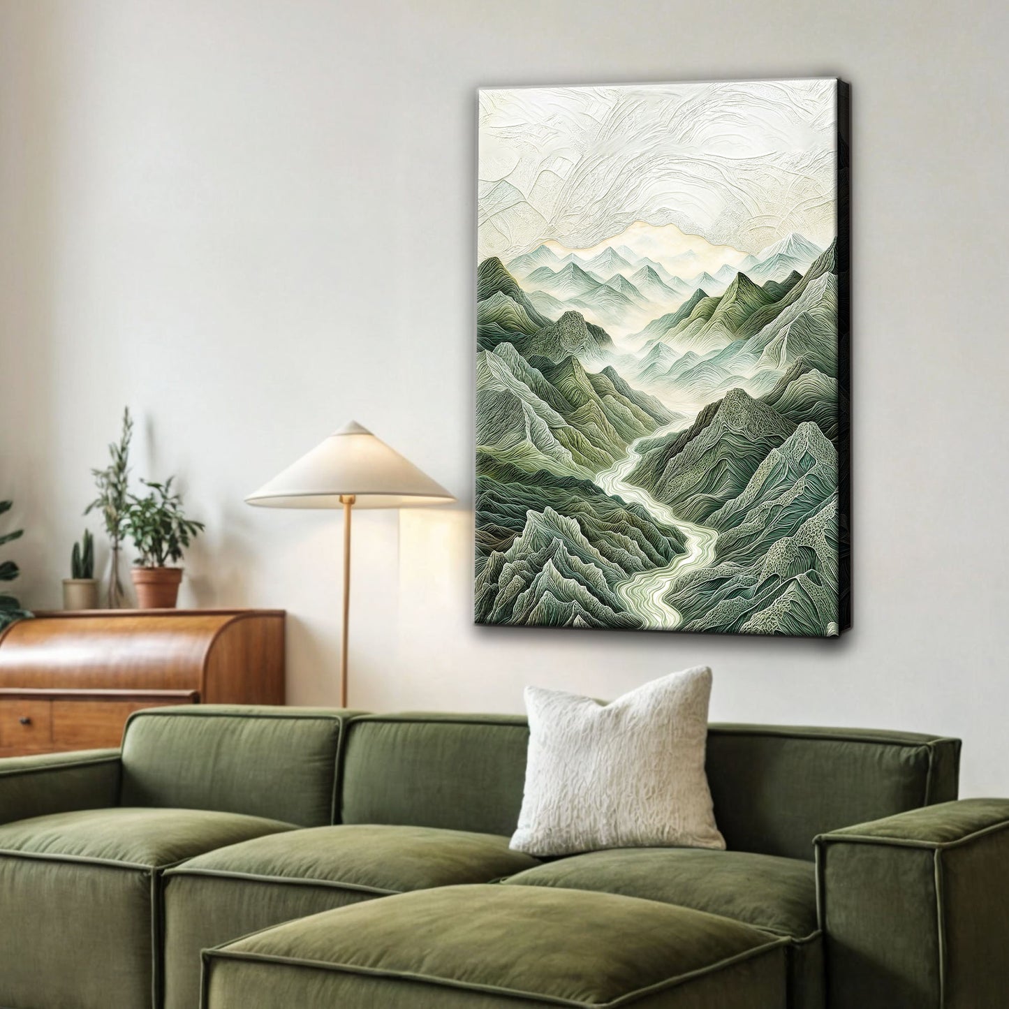 Abstract Mountain and River Landscape Wall Art