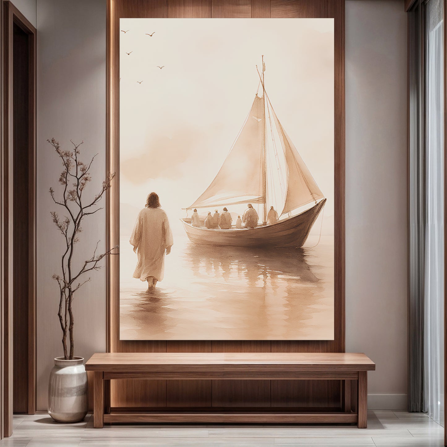 Jesus Christ Walking On Water Faith Wall Art VIII