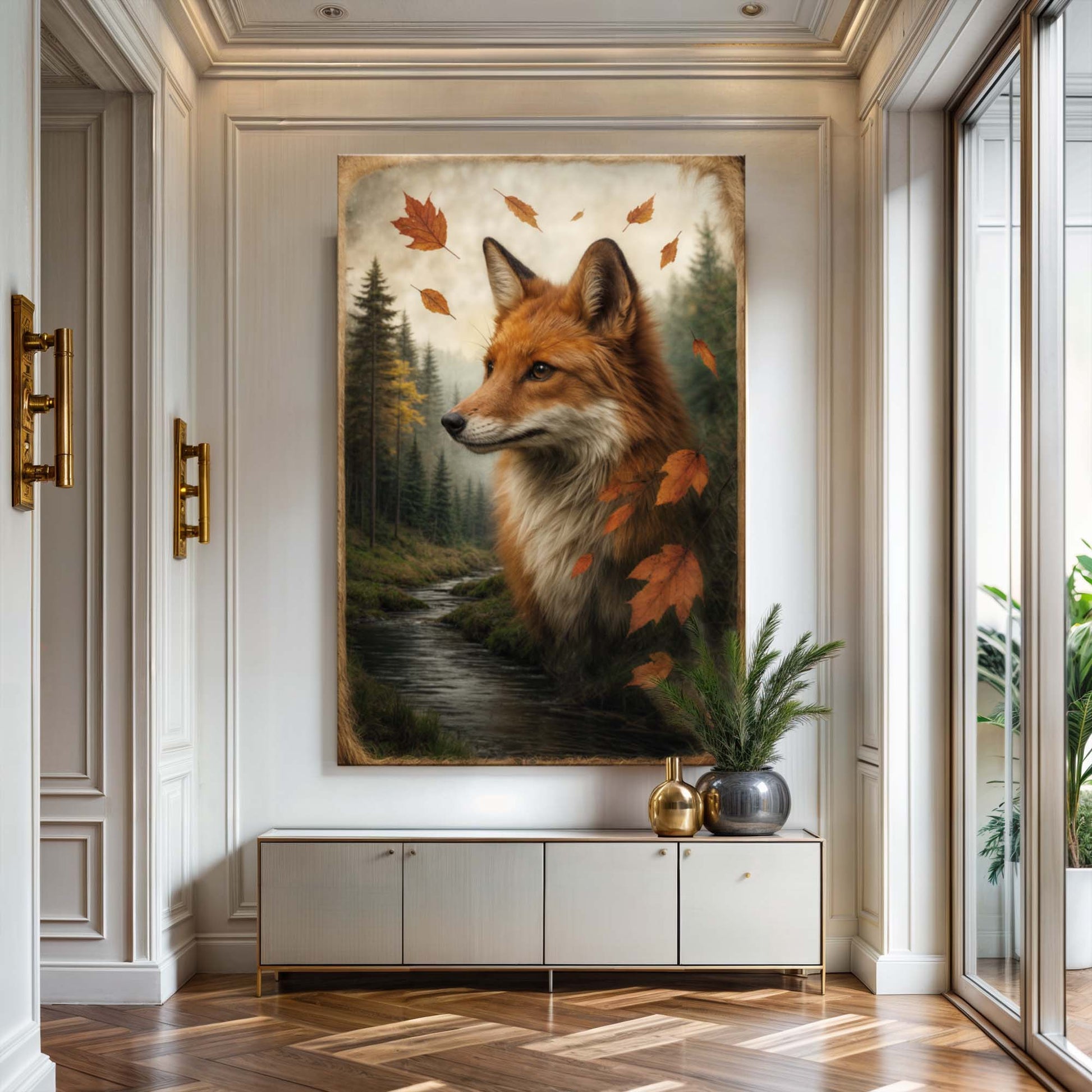 Autumn Fox Double Exposure Wall Art