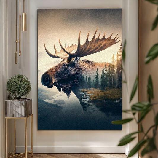 Moose Double Exposure Wall Art