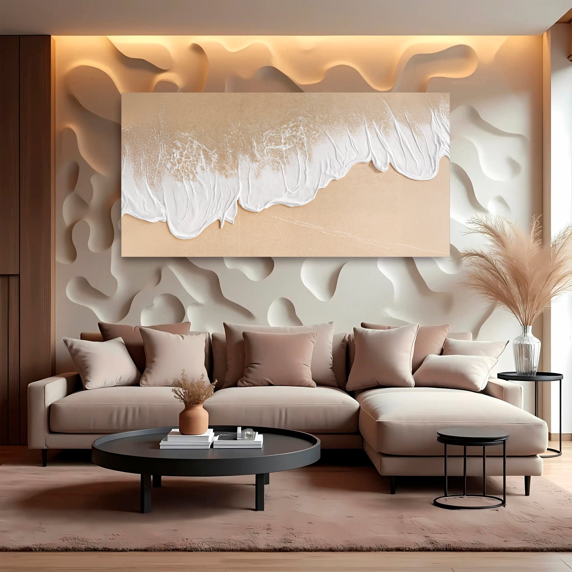 White Waves on Brown Sand Wall Art III