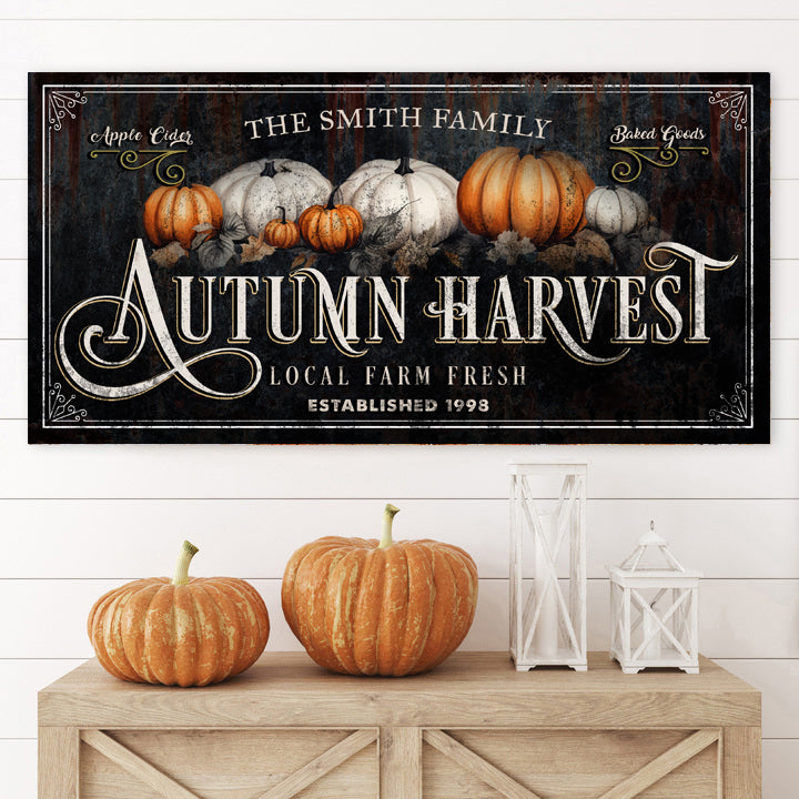 Family Autumn Harvest Thanksgiving Sign