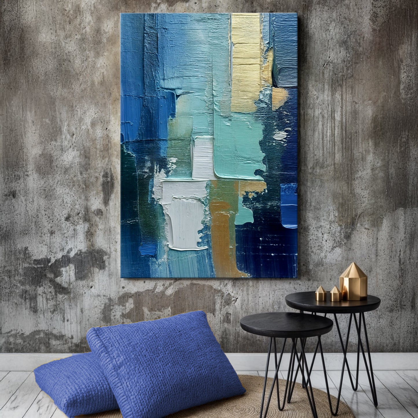 Abstract Blue Green Patterns Wall Art