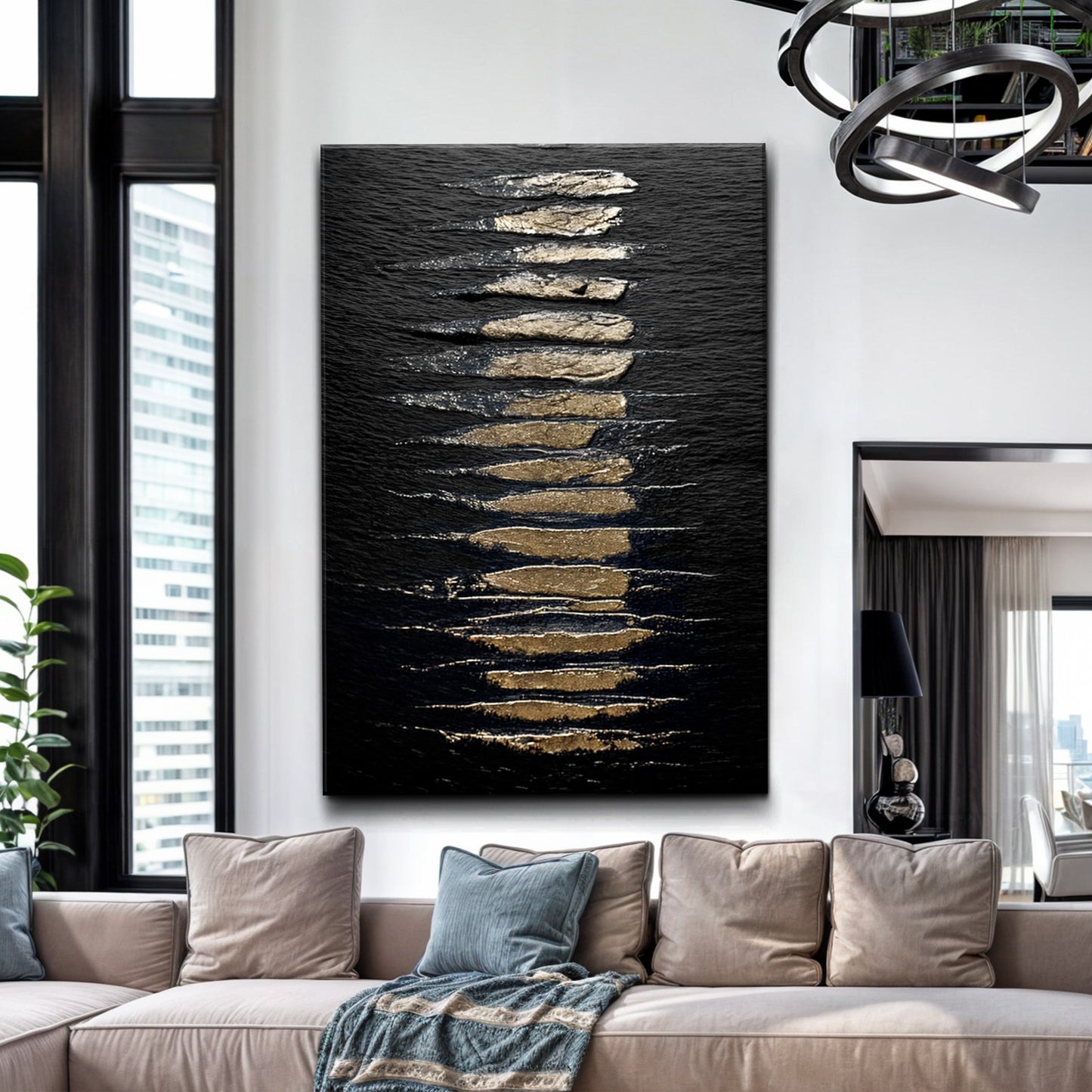 Black And Gold Abstract Minimalist Wall Art