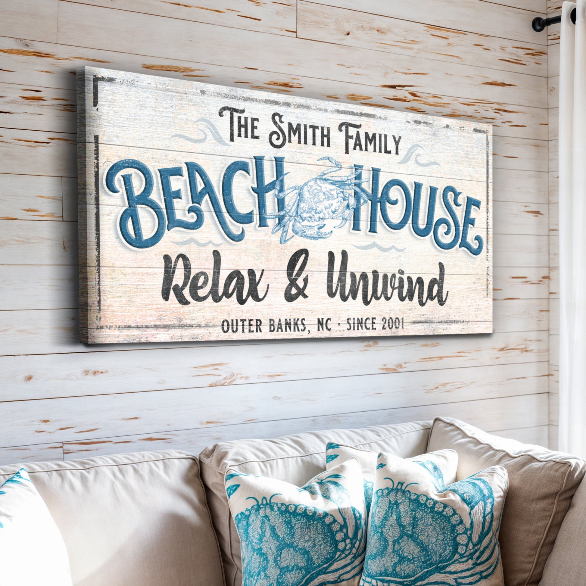 Beach House Sign IV Style 2 - Image by Tailored Canvases