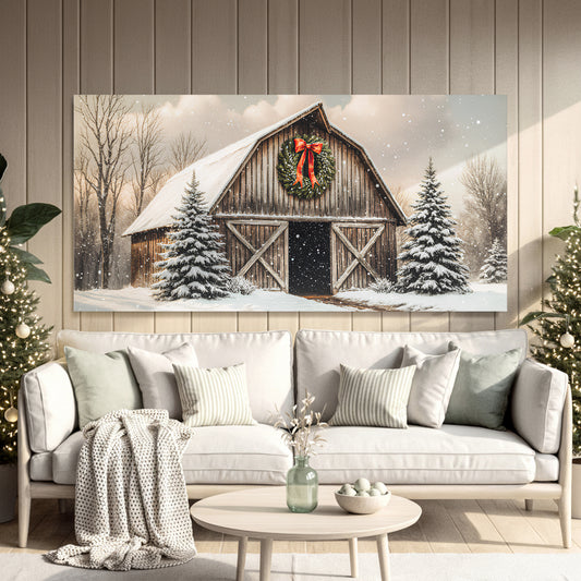 Vintage Christmas Barn Wall Art