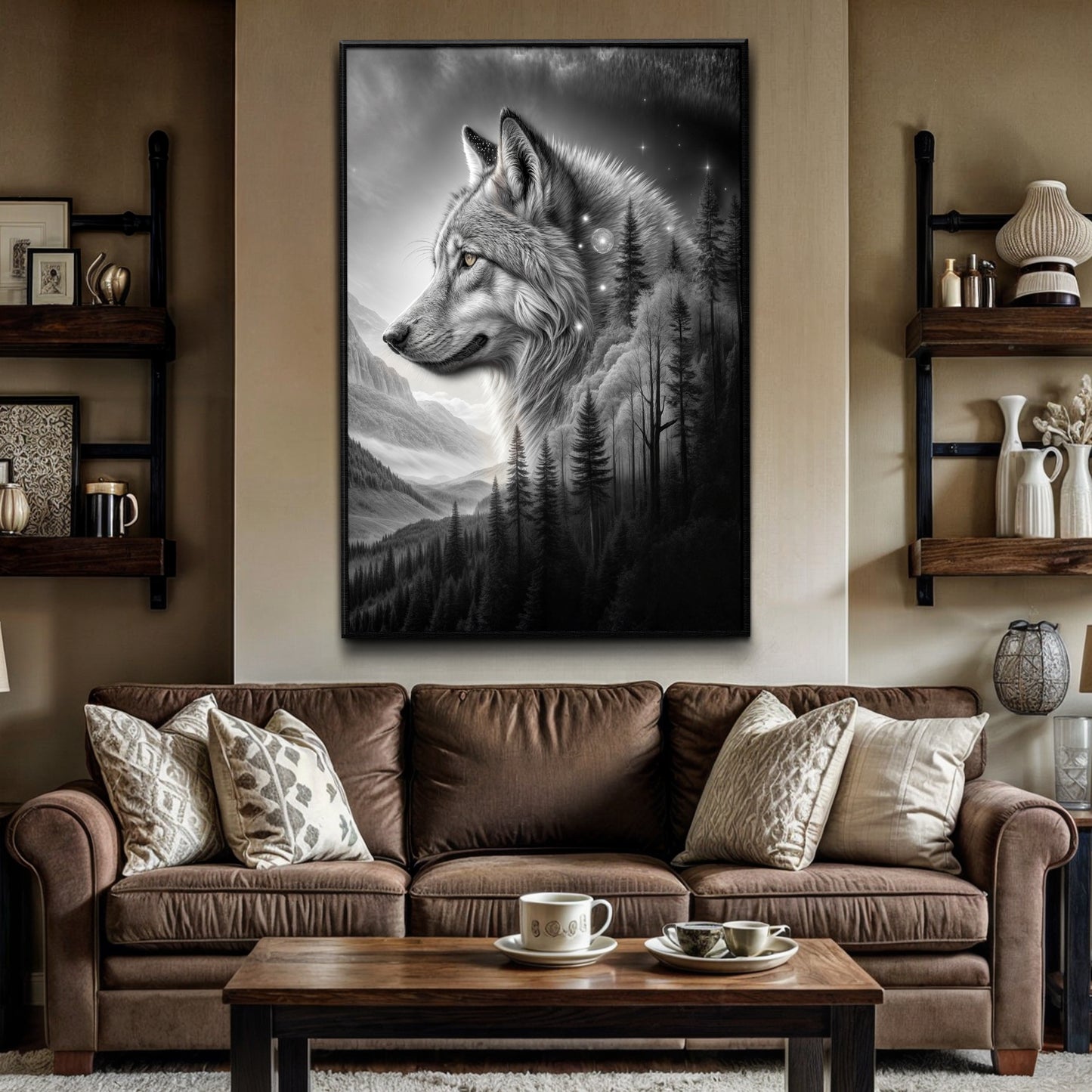 Wolf Double Exposure Wall Art II