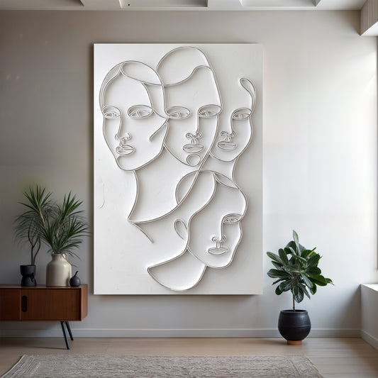 3D Minimalist Faces Wall Art