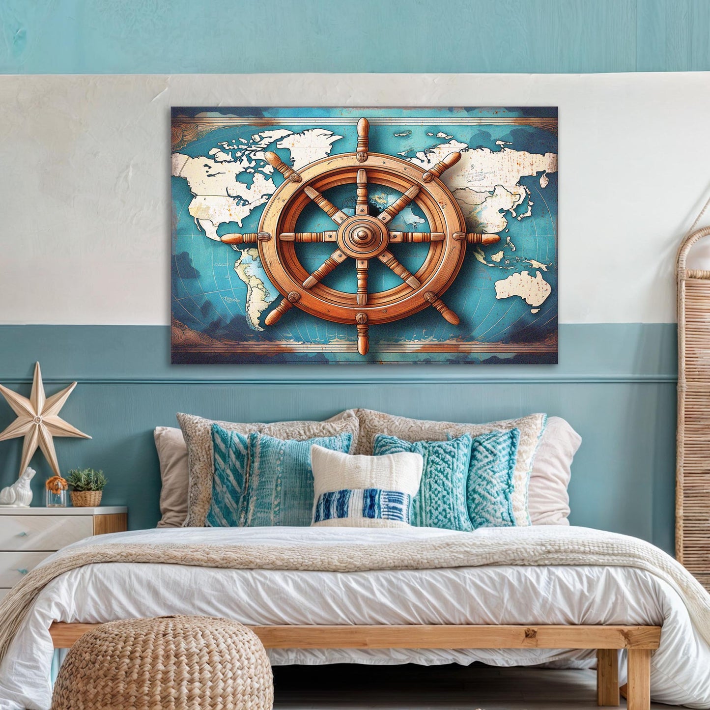 Sailboat Ship Wheel Coastal Wall Art