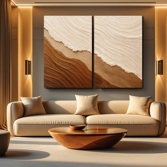 Earth Tones Waves Duo Wall Art