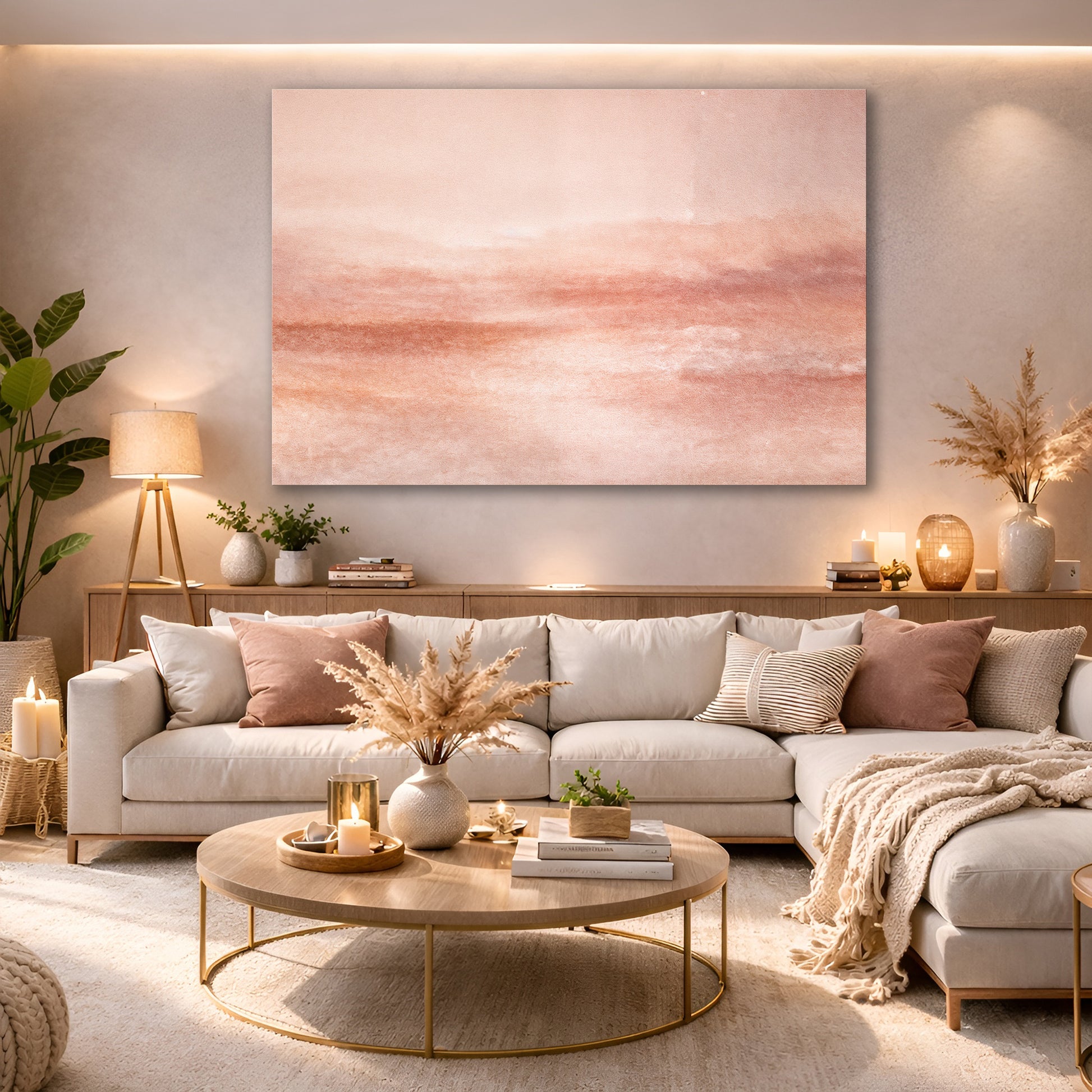 Peach Mist Serenity Abstract Wall Art
