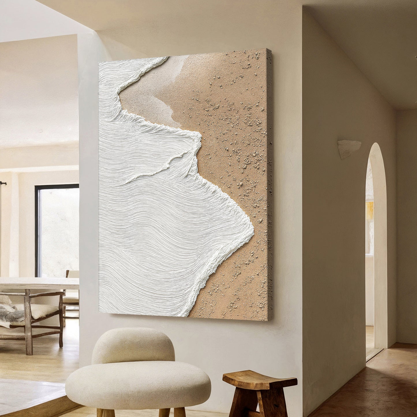 White Waves on Brown Sand Wall Art II