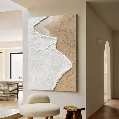 White Waves on Brown Sand Wall Art II
