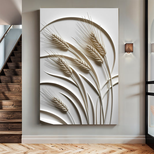 3D Minimalist Wheat Wall Art