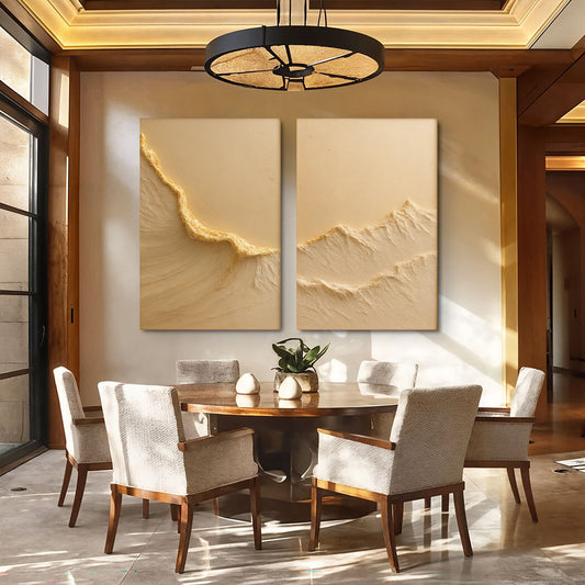 Neutral Ocean Waves Duo Wall Art