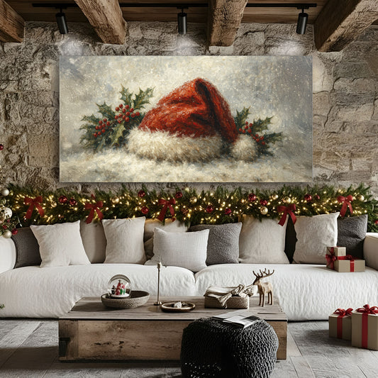 Vintage Santa Hat Christmas Wall Art