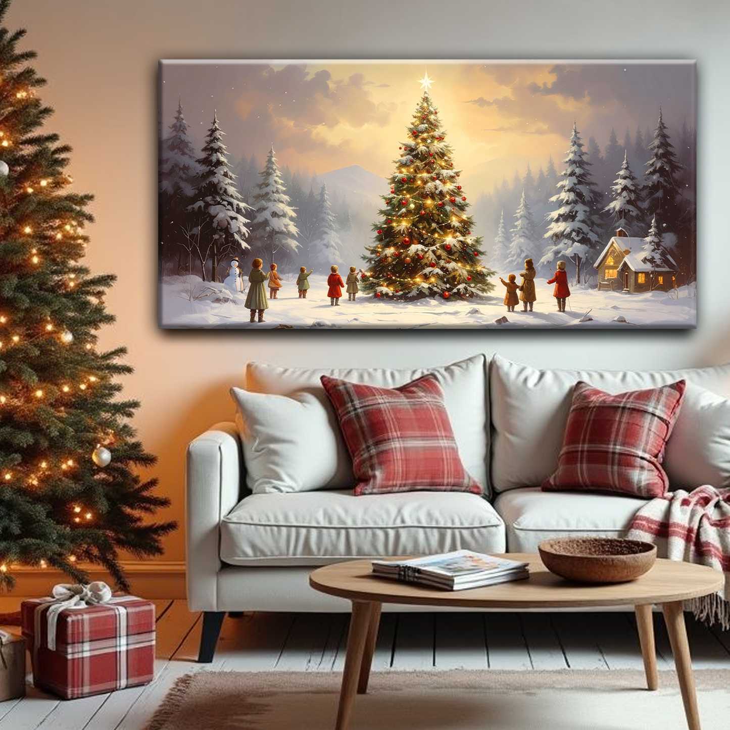 Starry Tree Gathering Christmas Wall Art