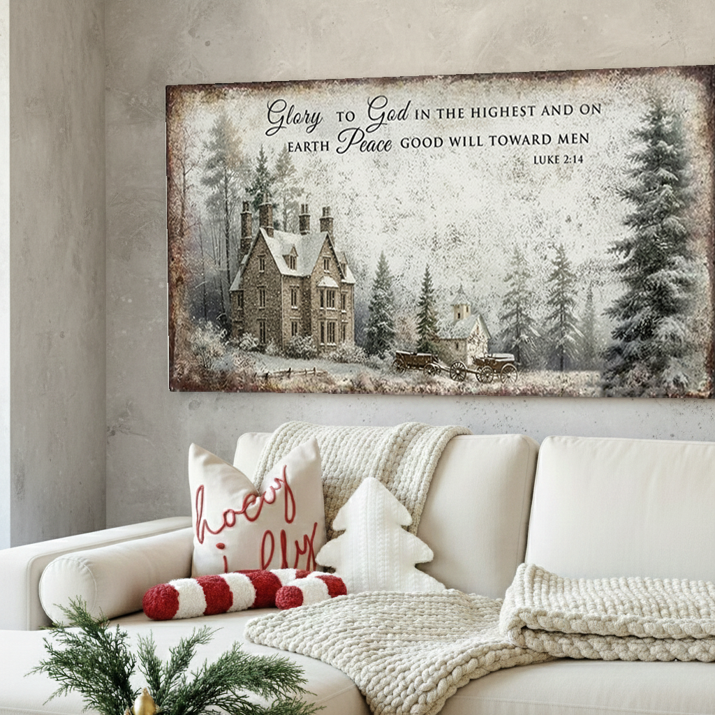 Luke 2:14 Vintage Christmas Wall Sign
