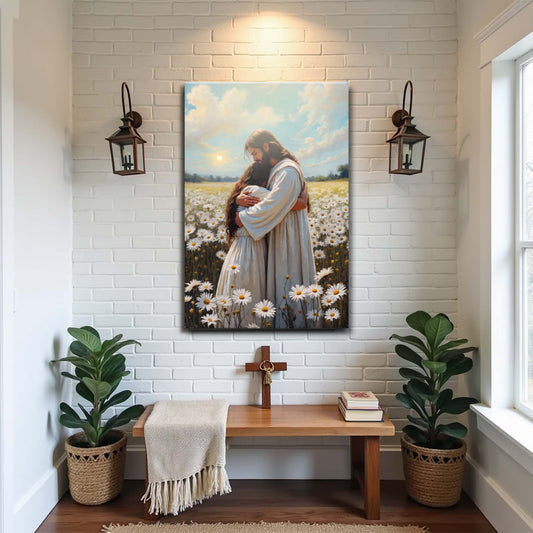Jesus Hugging Woman Faith Wall Art