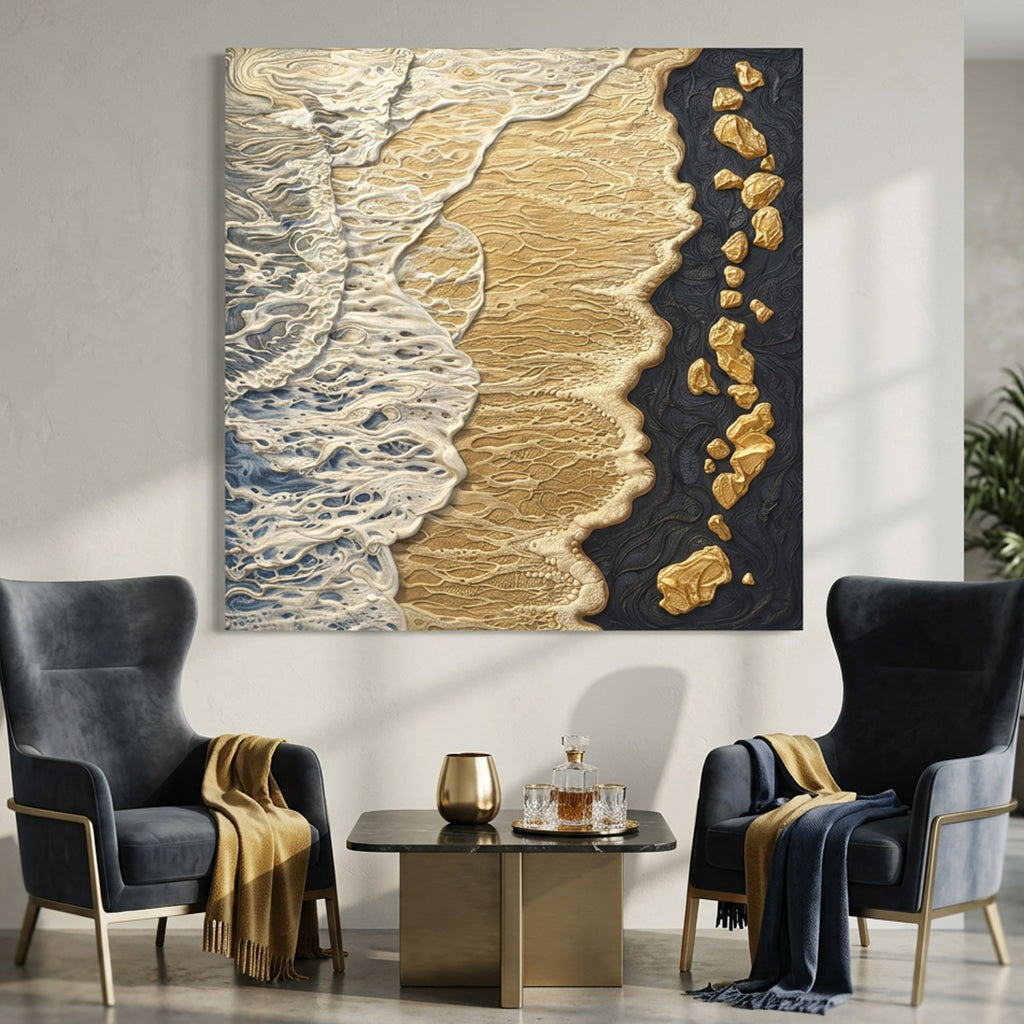 Golden Shoreline Contrast Wall Art