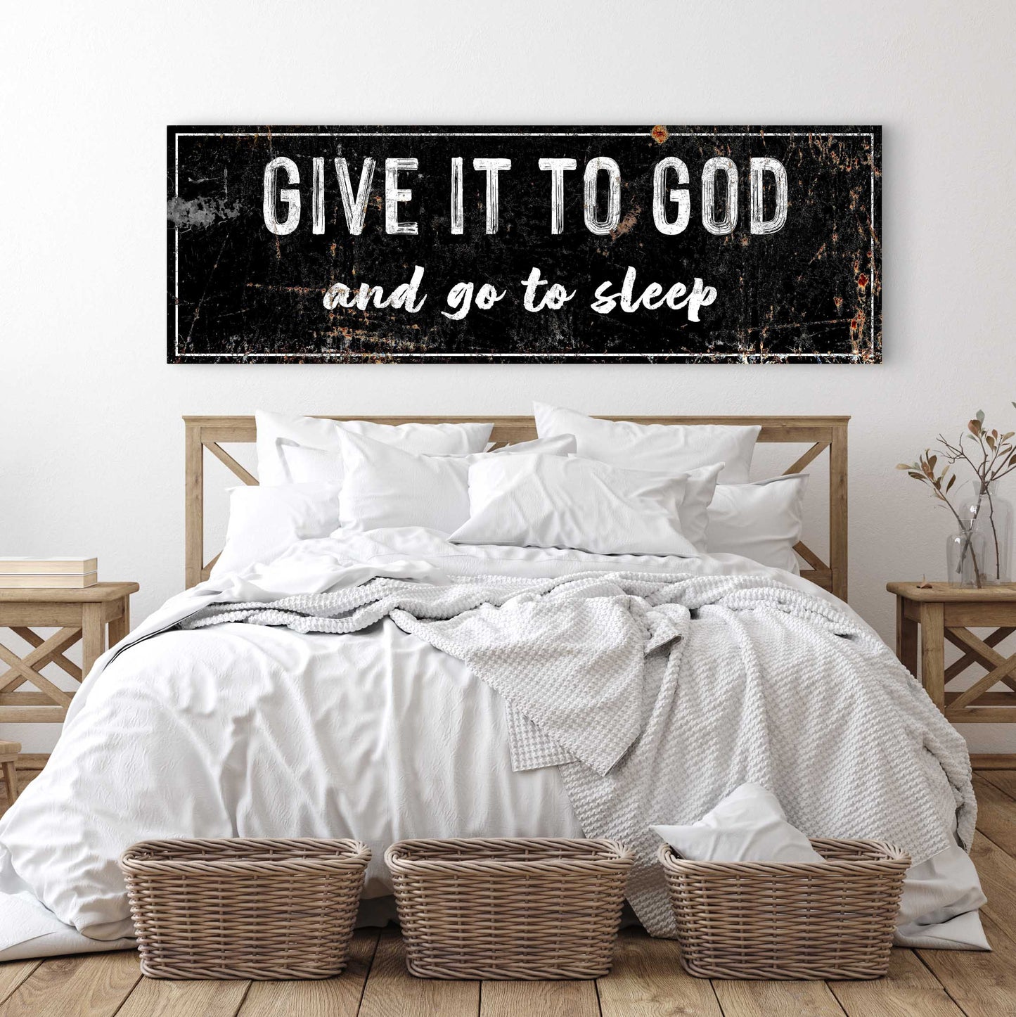Give It To God And Go To Sleep Rustic Sign II (Free Shipping)