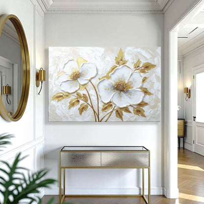 Golden Blossom Abstract Wall Art