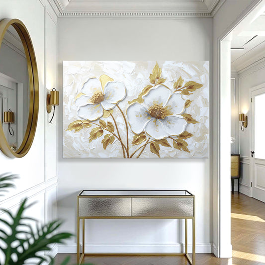 Golden Blossom Abstract Wall Art