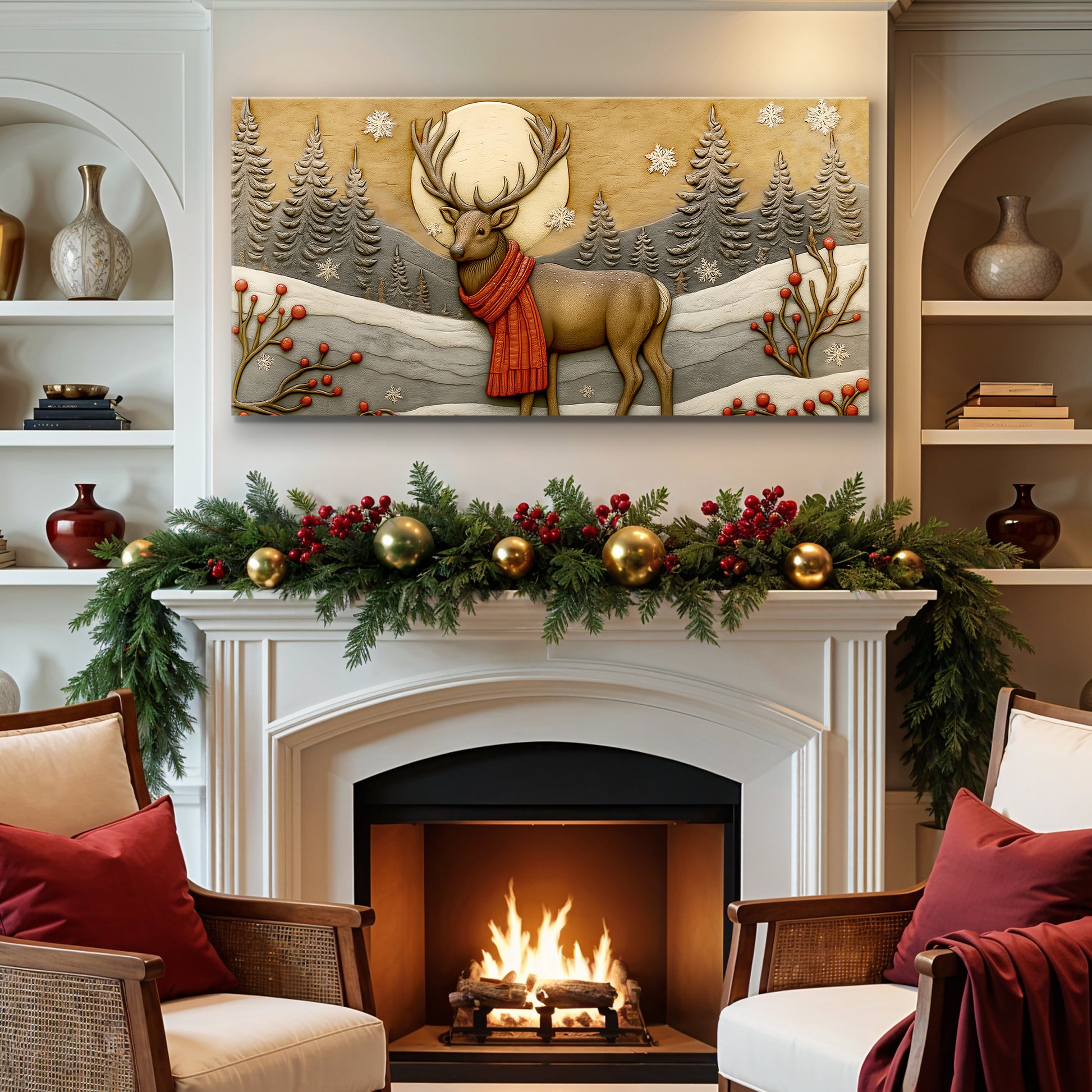 Snowbound Deer Christmas Wall Art
