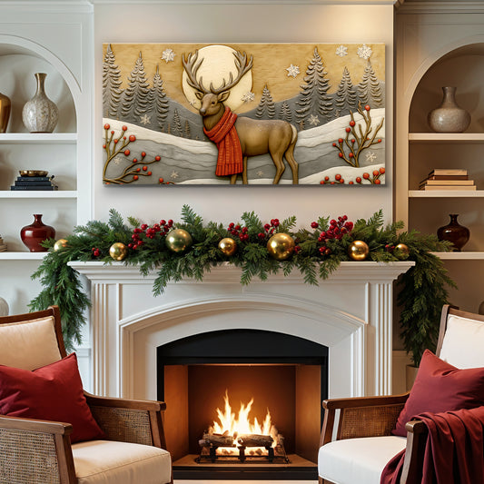 Snowbound Deer Christmas Wall Art
