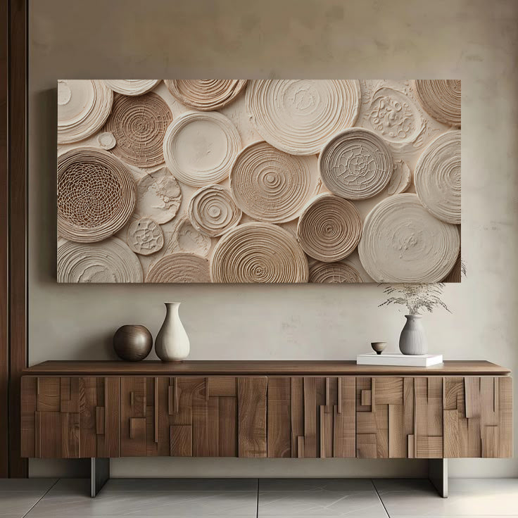 Beige Mirage Rings Abstract Wall Art