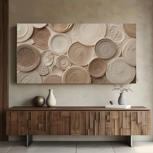 Beige Mirage Rings Abstract Wall Art
