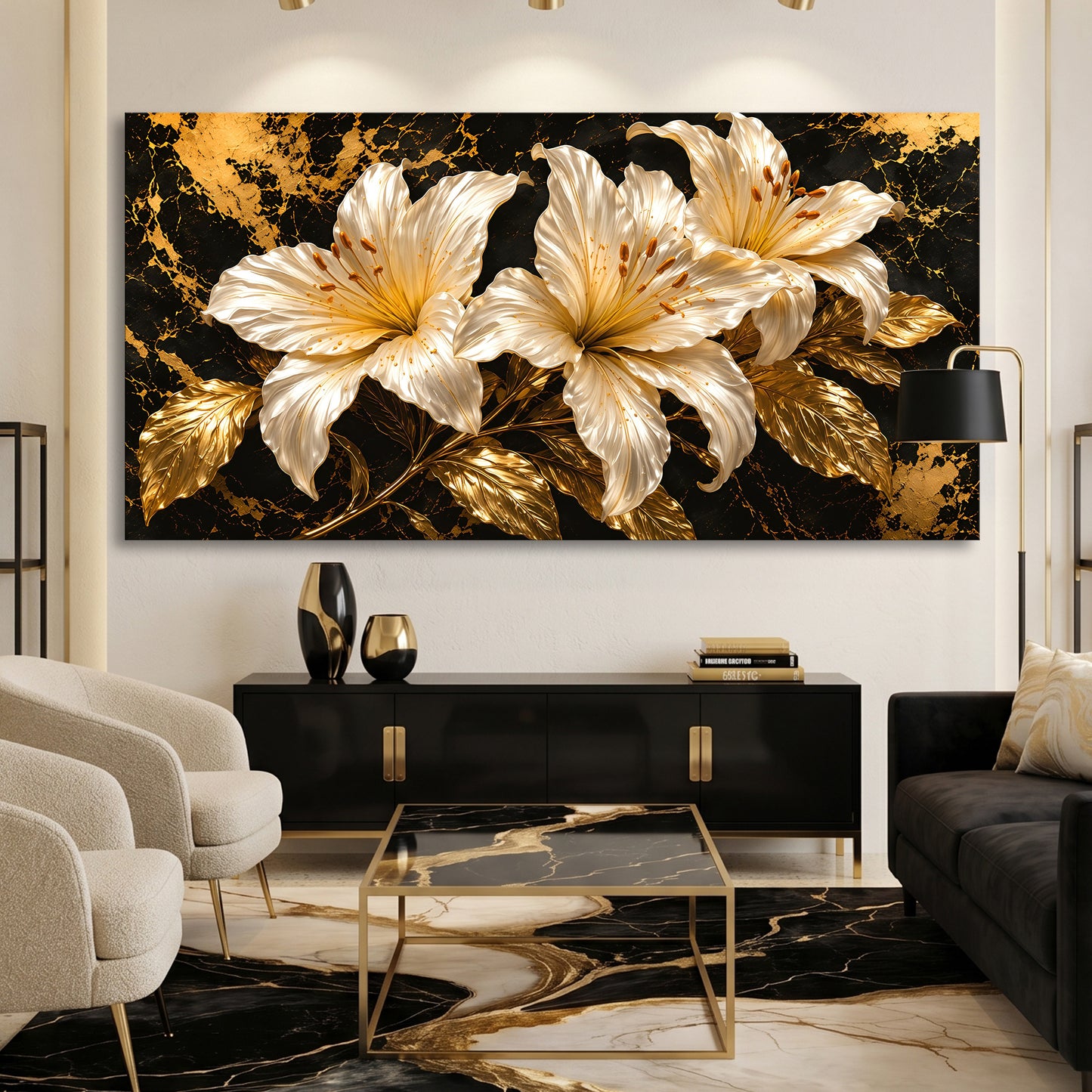 Golden Lily Radiance Wall Art