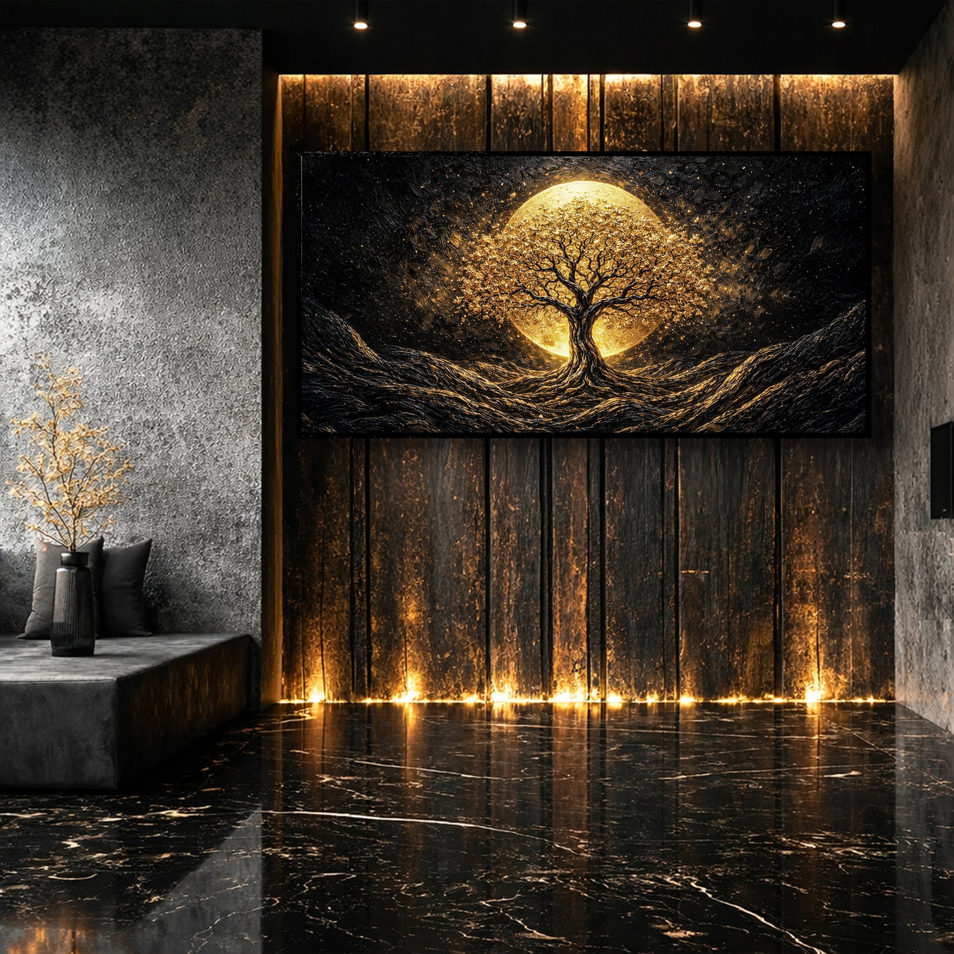 The Luminous Golden Tree Wall Art