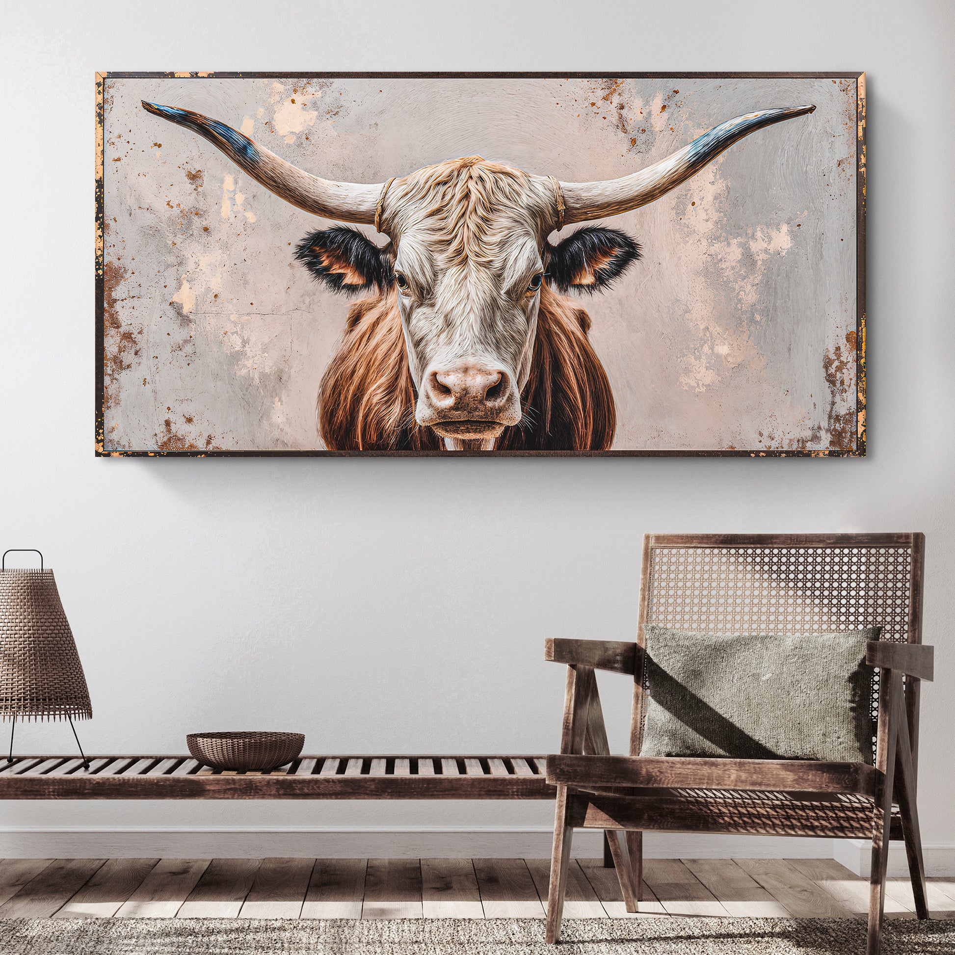 Texas Longhorn Gaze Abstract Wall Art