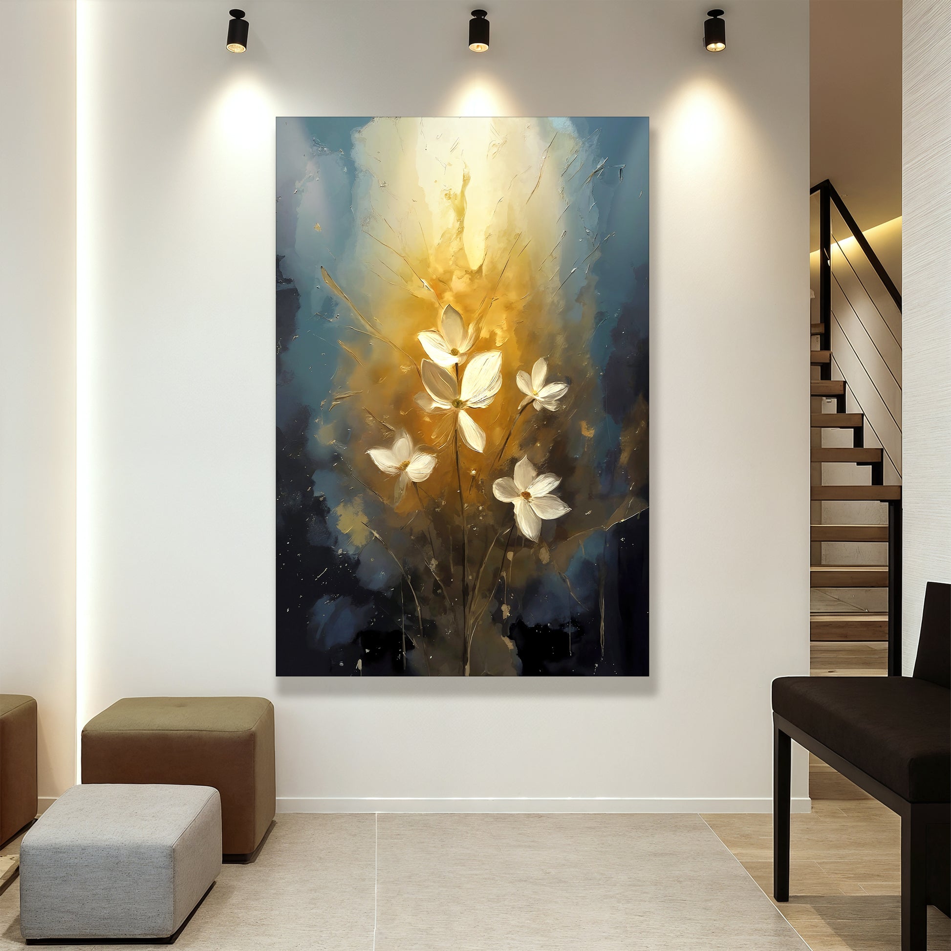 Golden Glow Elegant Flower Wall Art