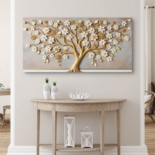 3D White And Gold Tree of Life Wall Art