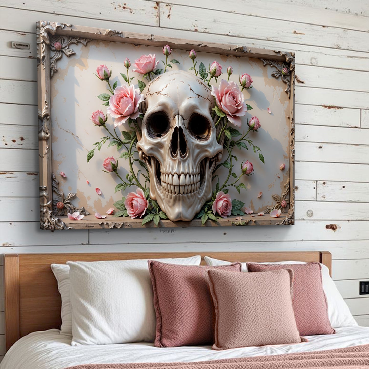 3D Rose And Skull Wall Art V