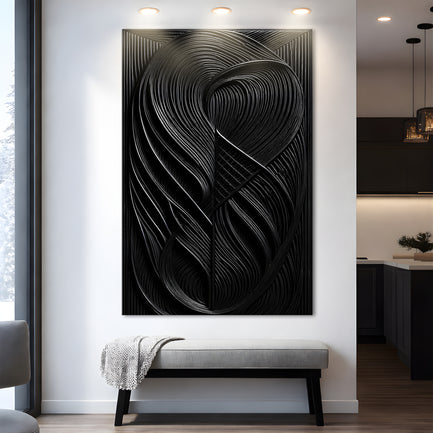 Modern Black Waves Wall Art