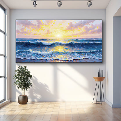 Golden Horizon Impasto Wall Art